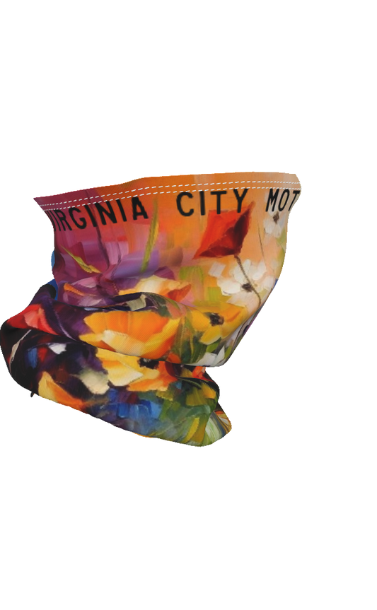 Neck Gaiter - Anemone Flowers Print, Thin & Cool for Summer Half Facemasks Virginia City Motorcycle Company Apparel in Nevada USA