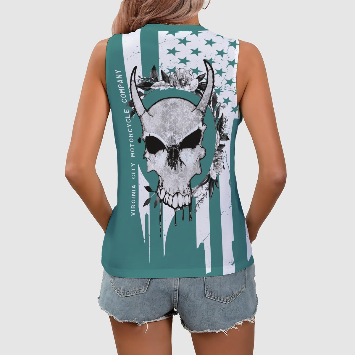 Let Us Talk of Freedom Women's Sport Tank | Skull & American Flag Patriotic Shirt