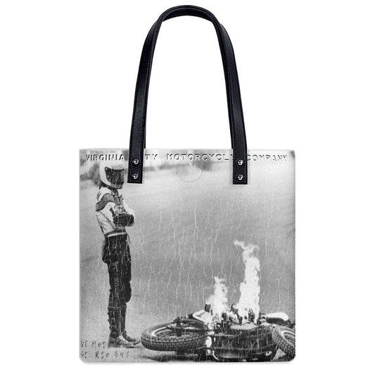 Bike on Fire SR341 Tote Bag Virginia City Motorcycle Company Apparel