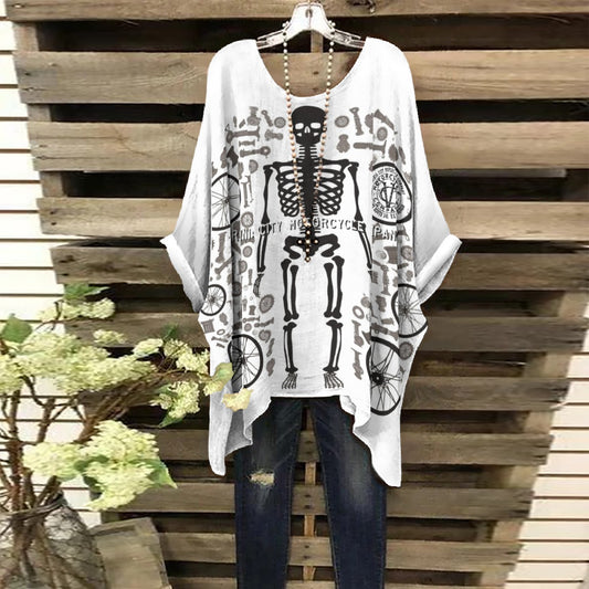 Women's Skeleton Large Sleeve Shirt (plus size) Virginia City Motorcycle Company Apparel in Nevada USA
