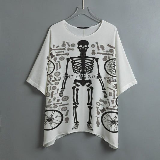 Women's Skeleton Large Sleeve Shirt (plus size) Virginia City Motorcycle Company Apparel in Nevada USA