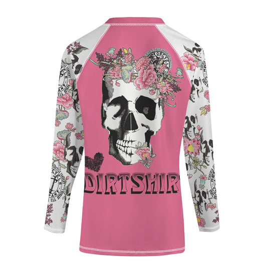 Girl's Pink Flower Skull #dirtshirt T-Shirt vcgp Virginia City Motorcycle Company Apparel in Nevada USA