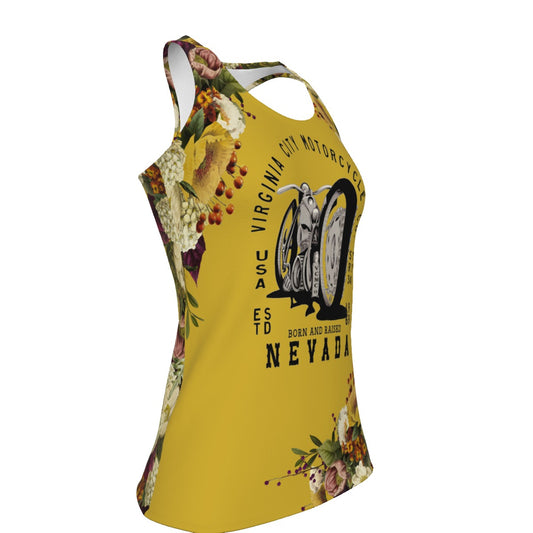 Yellow BAR NV Women's Tank Top Virginia City Motorcycle Company Apparel in Nevada USA