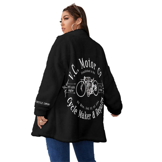 Cycle Maker - Oversized Fuzzy Fleece Zip Up Jacket Hoodie Virginia City Motorcycle Company Apparel in Nevada USA