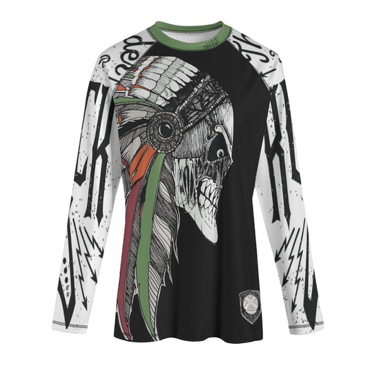 Men's Long Sleeve Active T-Shirt with Indian Chief Skull Print vcgp Virginia City Motorcycle Company Apparel in Nevada USA