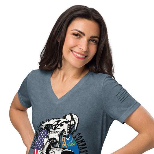 Grand Prix Ladies V-Neck T-shirt Ladies T-Shirt Virginia City Motorcycle Company Apparel in Nevada USA