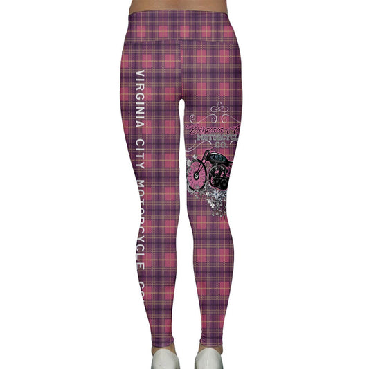 Plaid Girl Classic Bike - Ladies Yoga Leggings Leggings Virginia City Motorcycle Company Apparel