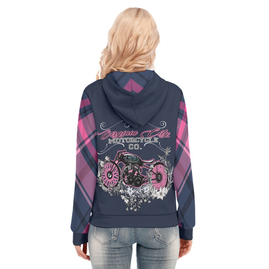 Plaid Girl Women's Zip Up Hoodie Hoodie Virginia City Motorcycle Company Apparel