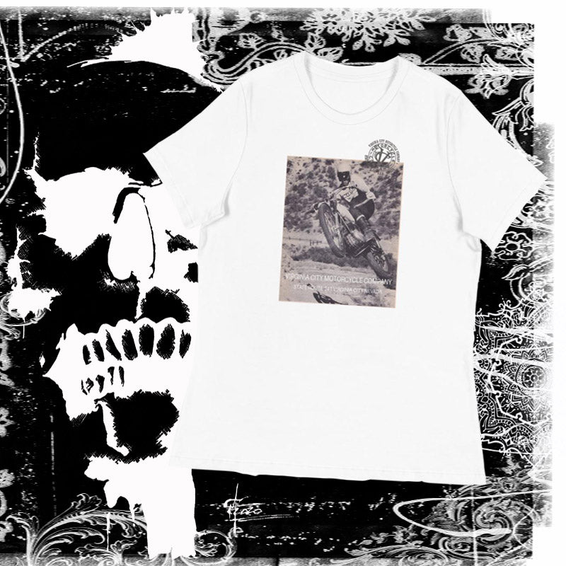 Dirt Bike #14 Short-Sleeve White T-Shirt vcgp Virginia City Motorcycle Company Apparel