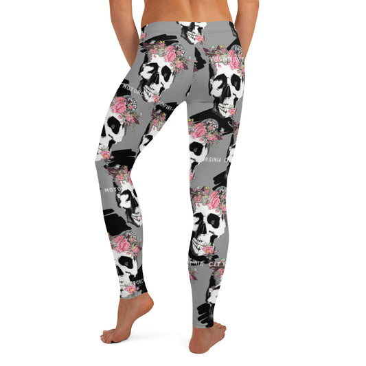 Skull + Flower Ladies Leggings Leggings Virginia City Motorcycle Company Apparel