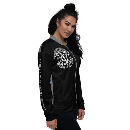 Nevada Blue and Grey Motorcycle Bomber Jacket Hoodie Virginia City Motorcycle Company Apparel