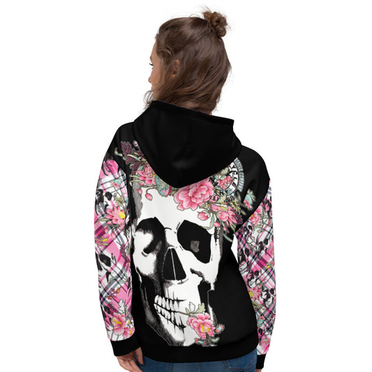 Skull + Flower Ladies Pullover Hoodie Hoodie Virginia City Motorcycle Company Apparel