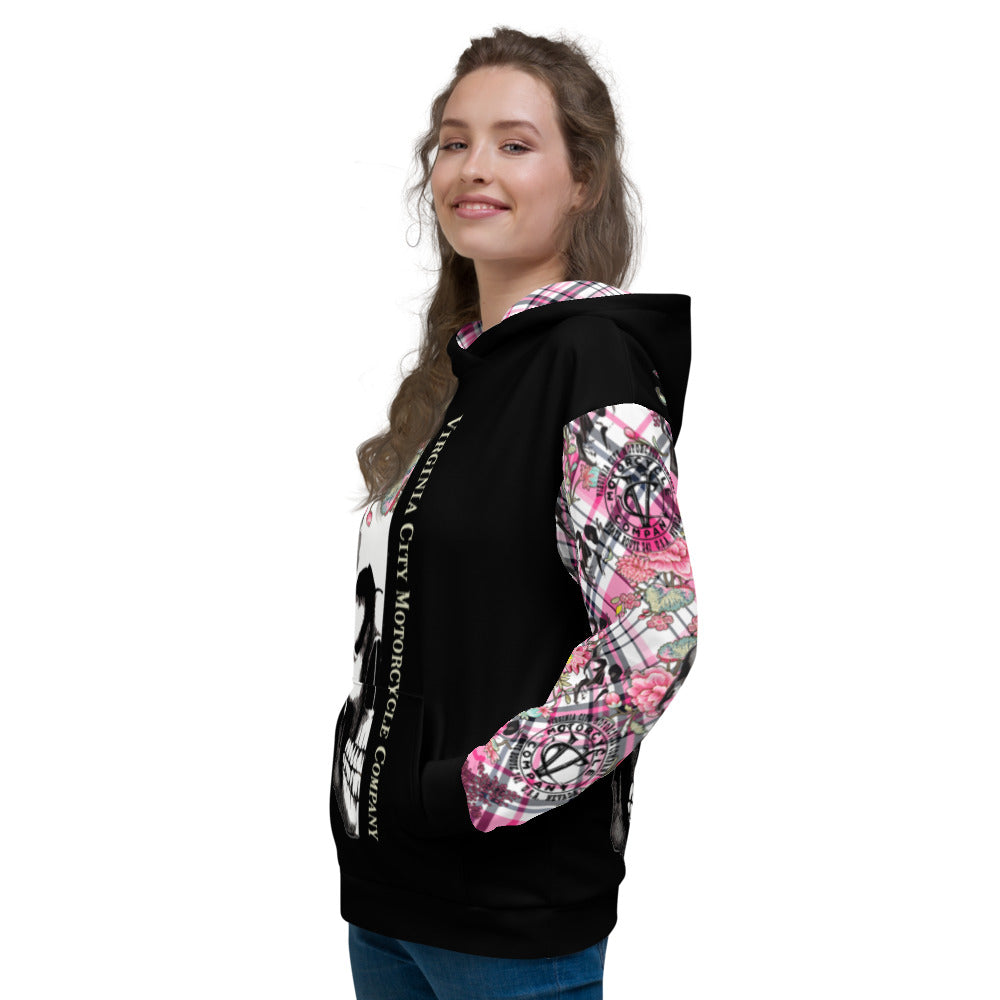 Skull + Flower Ladies Pullover Hoodie Hoodie Virginia City Motorcycle Company Apparel
