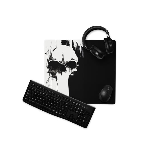 Black and White Skull Gaming Mouse Pad mouse pad Virginia City Motorcycle Company Apparel