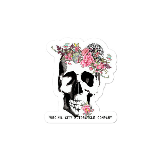 Skull + Flower - Sticker Stickers Virginia City Motorcycle Company Apparel