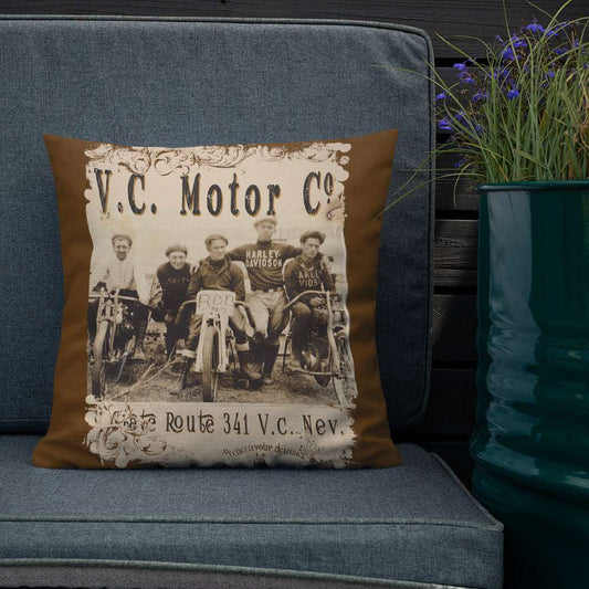 1920's Motorcycle Club - Motorcycle Pillow pillow Virginia City Motorcycle Company Apparel
