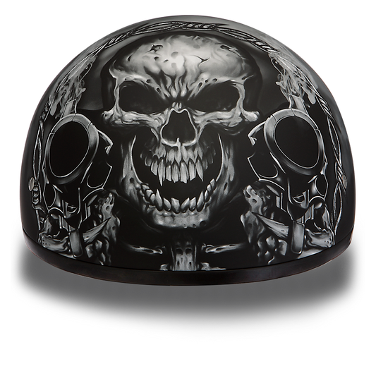 D6-G D.O.T. DAYTONA SKULL CAP - W/ GUNS 1/2 Shell Helmets Virginia City Motorcycle Company Apparel 