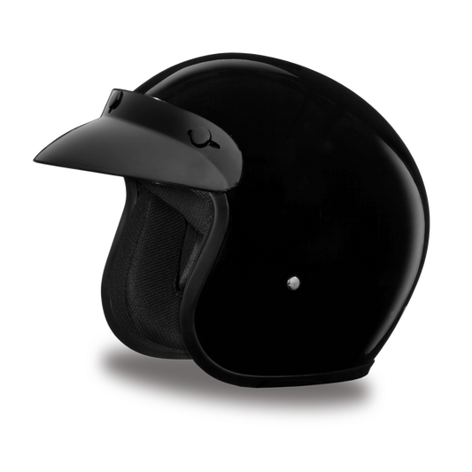 DC1-A D.O.T. DAYTONA CRUISER - HI-GLOSS BLACK 3/4 Shell Helmets Virginia City Motorcycle Company Apparel 