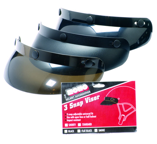 01-004 3-Snap Universal Standard Visor - Black Helmet Accessories Virginia City Motorcycle Company Apparel 