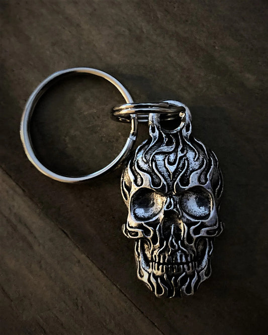 BBK-03 Flame Skull Keychain Wallet Chains/Key Leash Virginia City Motorcycle Company Apparel 