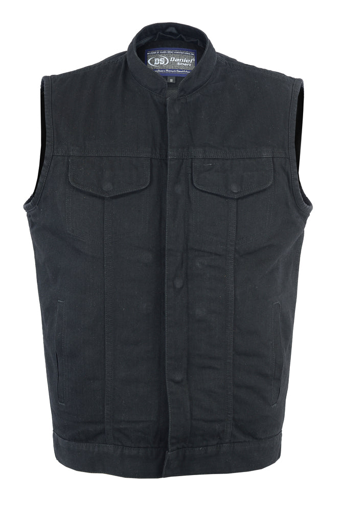 DM982 Men's Black Denim Single Back Panel Concealment Vest w/Rem Men's Vests Virginia City Motorcycle Company Apparel 