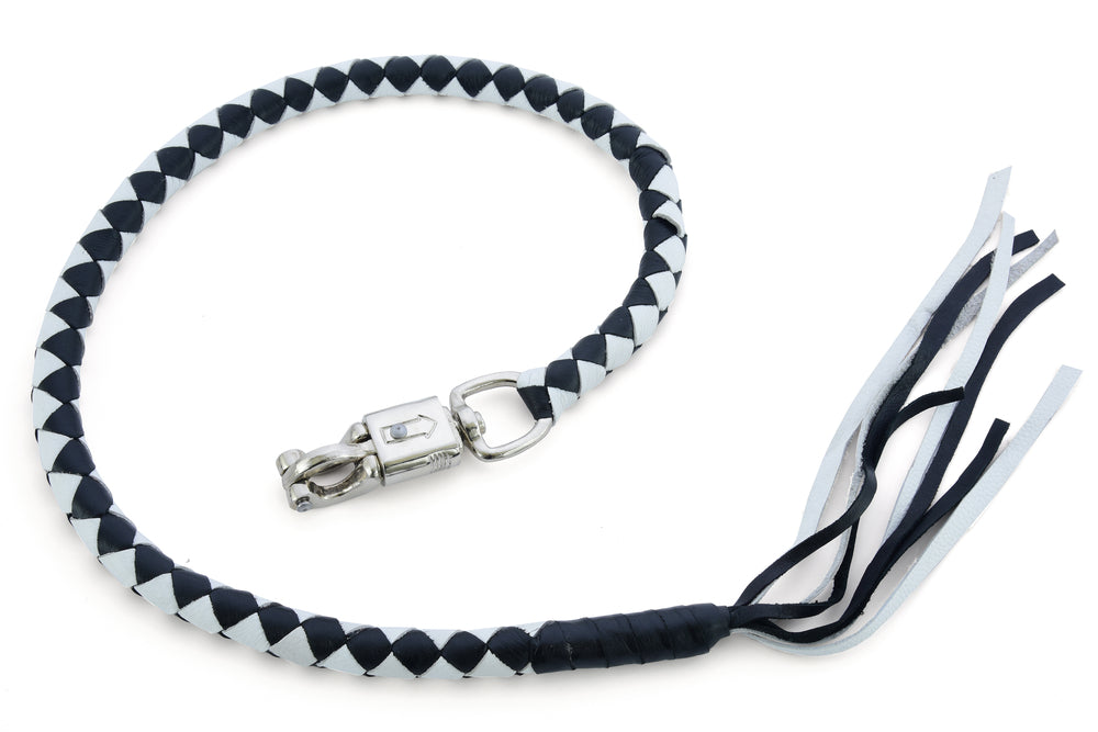 GBW204 Leather Biker Whip-White/Black Lever Covers & Floor Boards Virginia City Motorcycle Company Apparel 