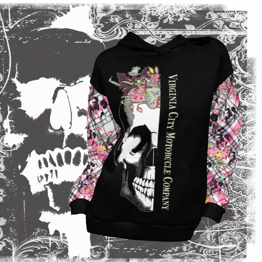 Skull + Flower Ladies Pullover Hoodie Hoodie Virginia City Motorcycle Company Apparel