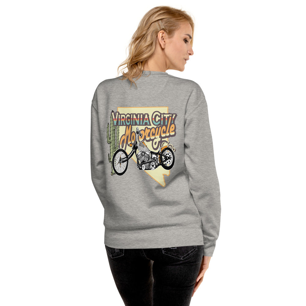 Retro Chopper Fleece Pullover Sweatshirt Virginia City Motorcycle Company Apparel