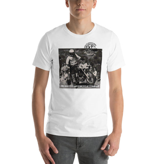 Dirt Bike #12 Short-Sleeve White T-Shirt vcgp Virginia City Motorcycle Company Apparel