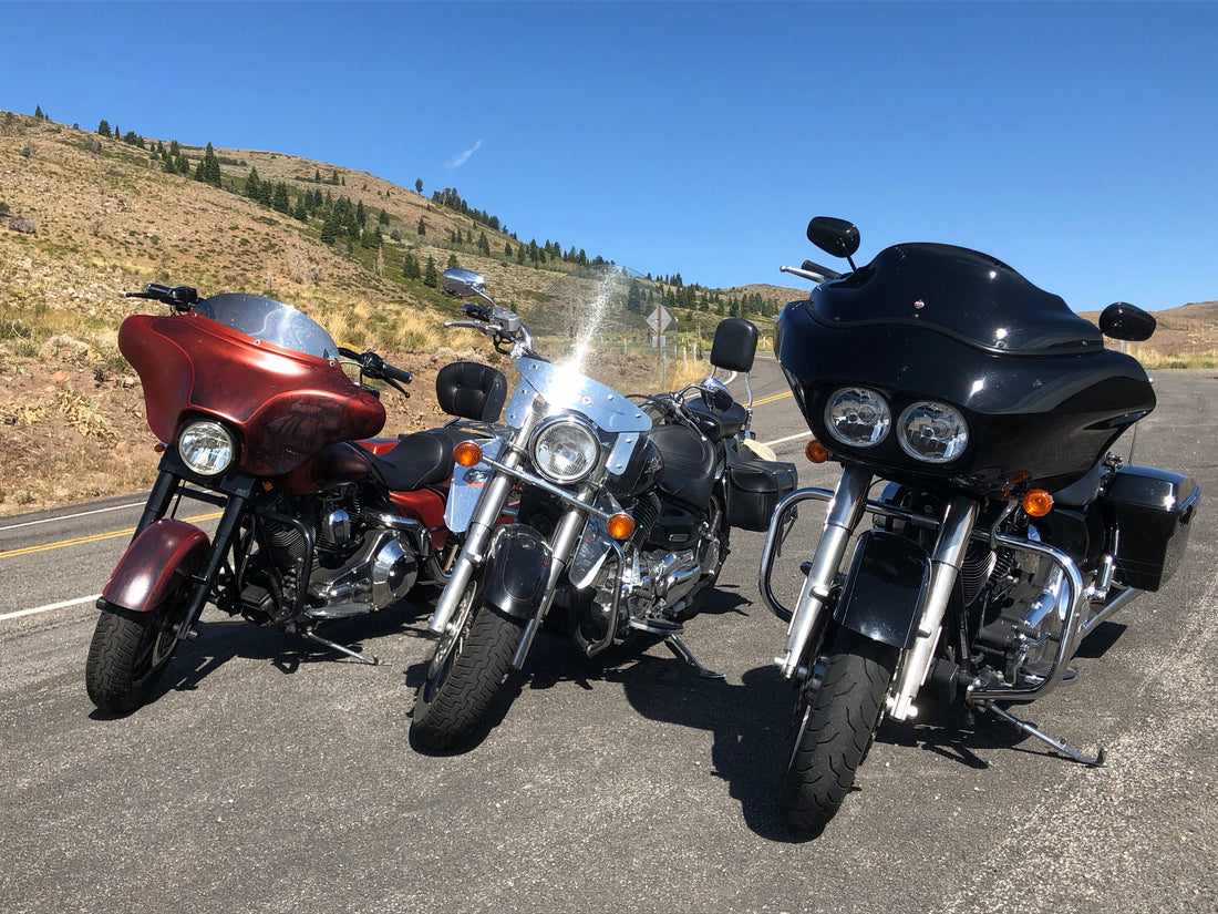 Family motorcycle ride through Genoa and Monitor Pass, Northern Nevada
