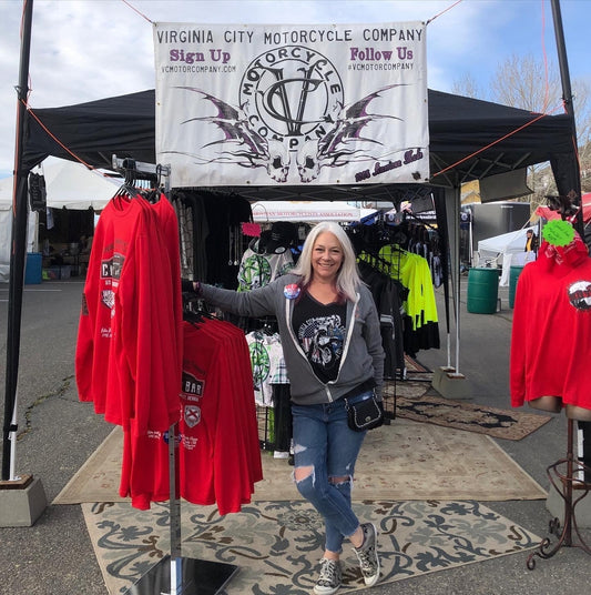 Virginia City Grand Prix 2022 — VCMCo. booth, 51st annual VCGP