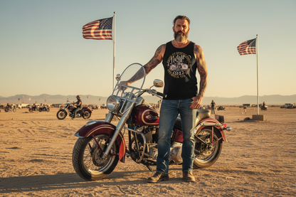 1912 Thor Motorcycle Men's Muscle Tank — Lifestyle Rally Shot
