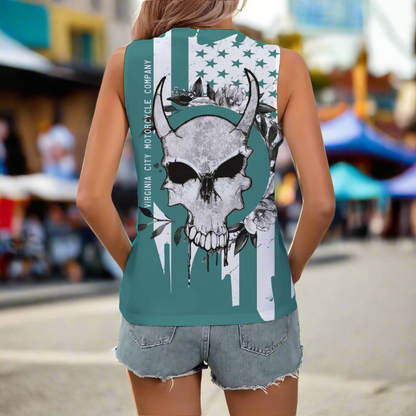 Let Us Talk of Freedom Women's Sport Tank | Skull & American Flag Patriotic Shirt