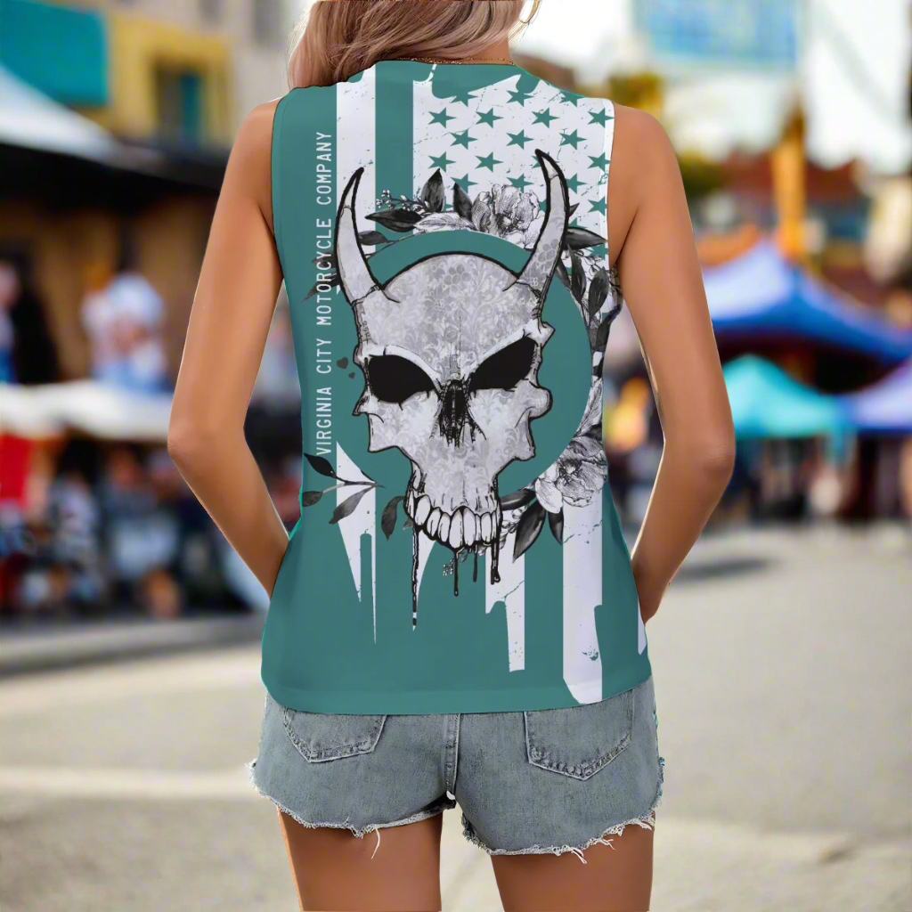 Let us talk of freedom women's sport cotton tank Women's Shirts Virginia City Motorcycle Company Apparel in Nevada USA