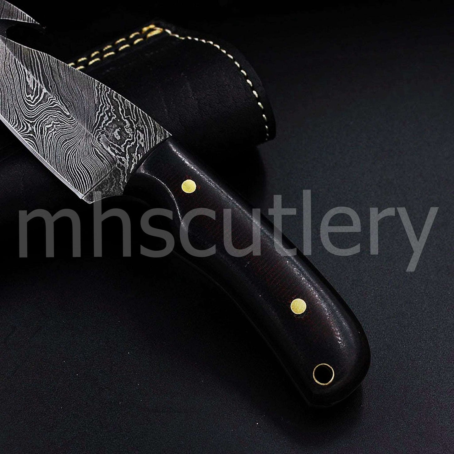 Custom Hand Forged Damascus Gut-Hook Steel Hunter Skinner Knife With Micarta Handle