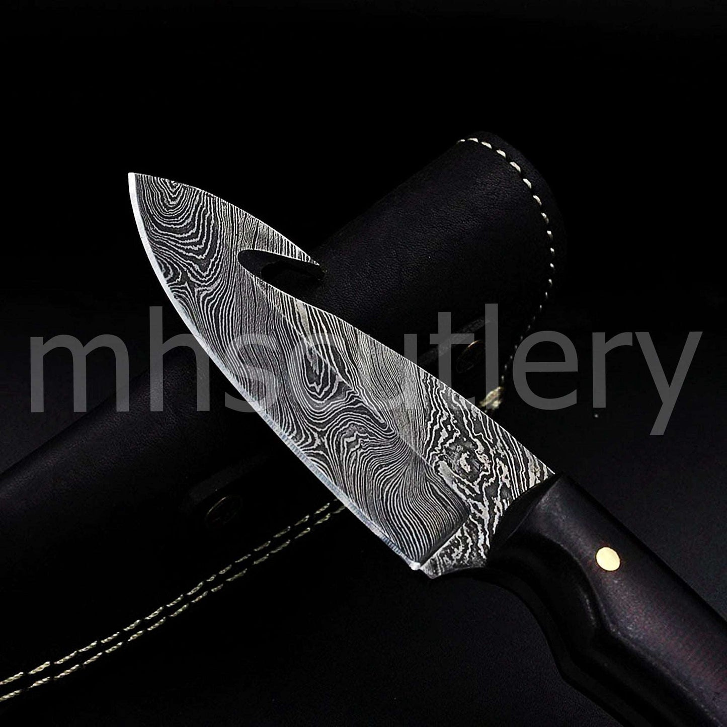 Custom Hand Forged Damascus Gut-Hook Steel Hunter Skinner Knife With Micarta Handle