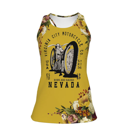 Yellow BAR NV Women's Tank Top  Virginia City Motorcycle Company Apparel in Nevada USA