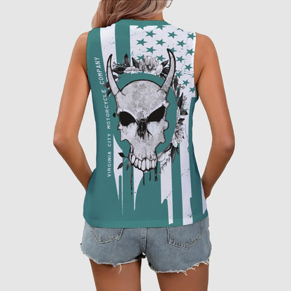 Let Us Talk of Freedom Women's Sport Tank | Skull & American Flag Patriotic Shirt