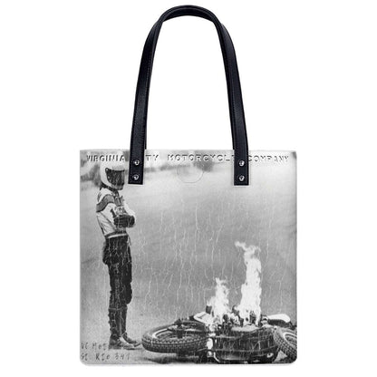 Bike on Fire SR341 Tote Bag Virginia City Motorcycle Company Apparel 