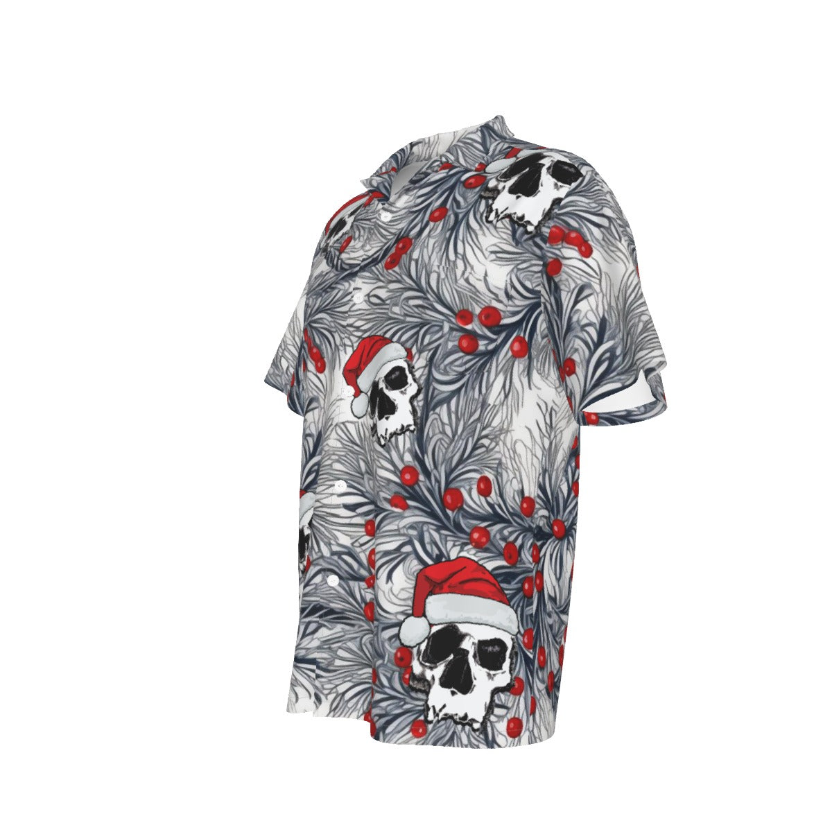 Skull Santa Men's Hawaiian Shirt With Pocket | Holiday Biker Style | FREE SHIPPING