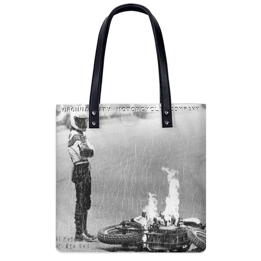 Bike on Fire SR341 Tote Bag Virginia City Motorcycle Company Apparel 