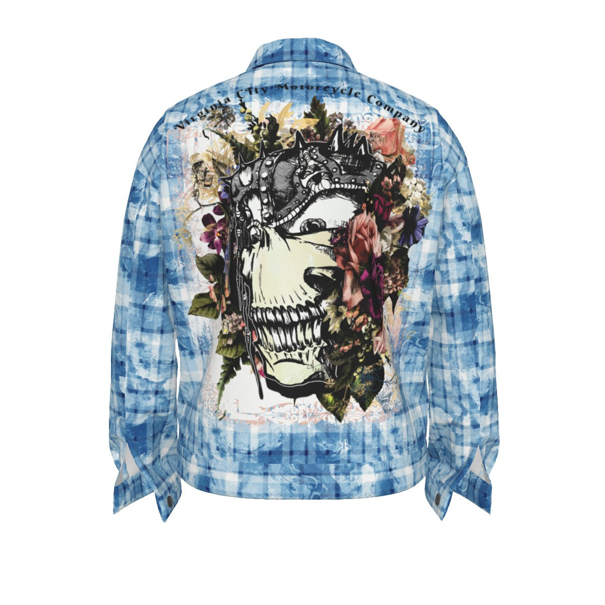 Steampunk Skull Blue Plaid Women's Jacket | VCMCo. Women's Textile Motorcycle Jackets Virginia City Motorcycle Company Apparel in Nevada USA