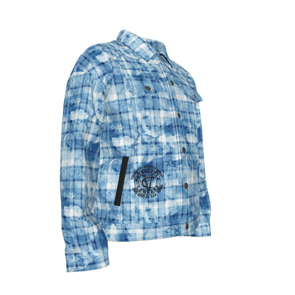 Steampunk Skull Blue Plaid Women's Jacket | VCMCo. Women's Textile Motorcycle Jackets Virginia City Motorcycle Company Apparel in Nevada USA