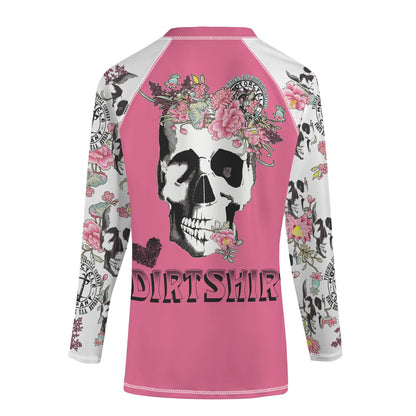 Girl's Pink Flower Skull #dirtshirt T-Shirt vcgp Virginia City Motorcycle Company Apparel in Nevada USA