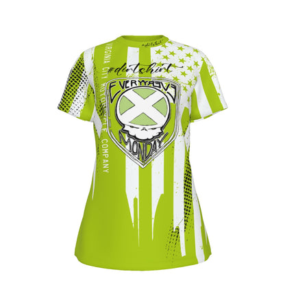 Women's Round Neck Short Sleeve # dirtshirt Just Riding  | 100% Cotton vcgp Virginia City Motorcycle Company Apparel in Nevada USA