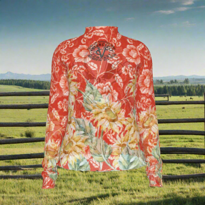 Sunflower Women's Long Sleeve Mesh Shirt Women's Shirts Virginia City Motorcycle Company Apparel in Nevada USA