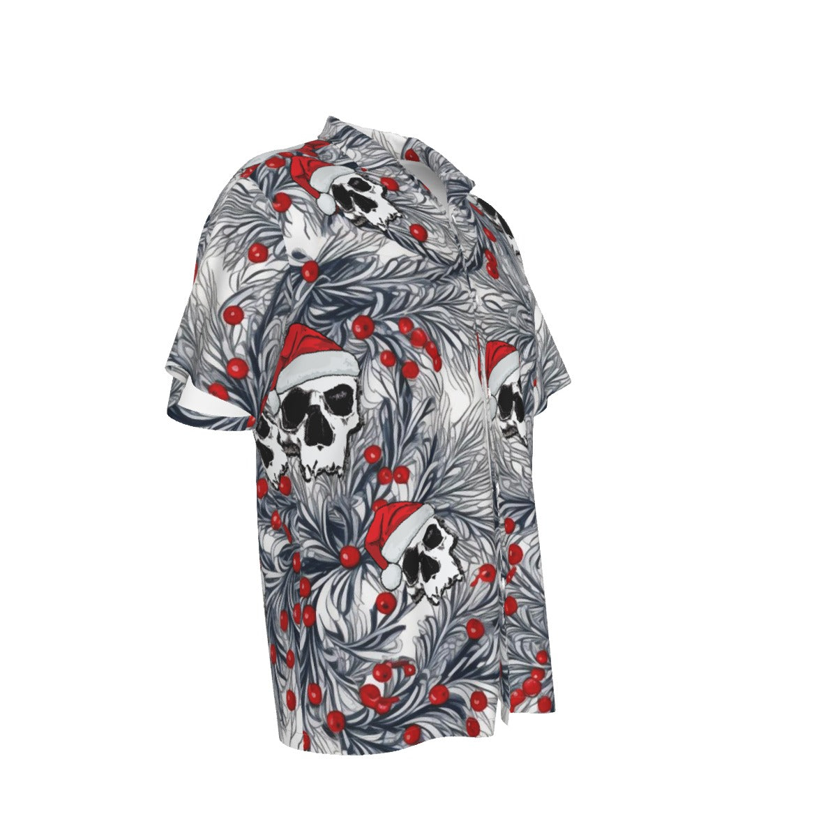 Skull Santa Men's Hawaiian Shirt With Pocket | Holiday Biker Style | FREE SHIPPING