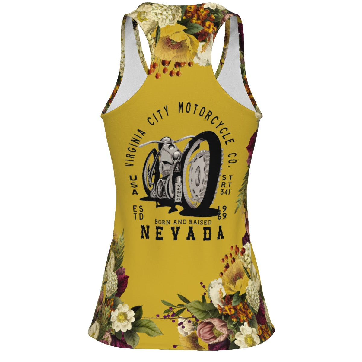 Yellow BAR NV Women's Tank Top  Virginia City Motorcycle Company Apparel in Nevada USA