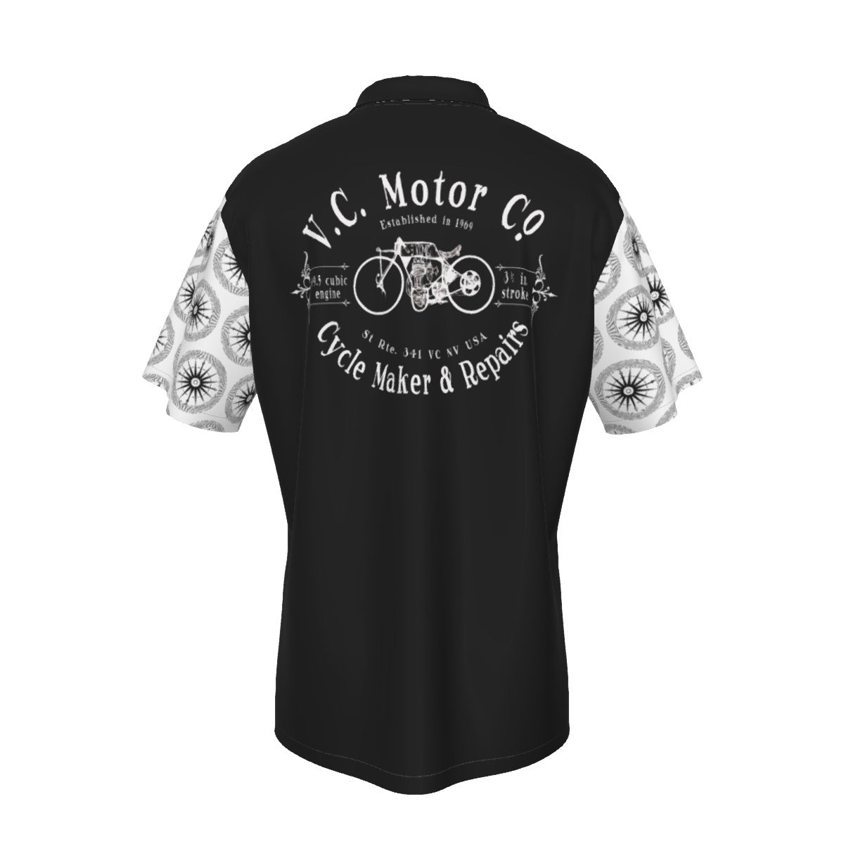 Cycle Maker's Vintage Logo | Men's Hawaiian Shirt With Pocket Men's Shirts Virginia City Motorcycle Company Apparel in Nevada USA