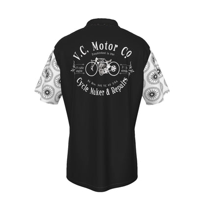 Cycle Maker's Vintage Logo | Men's Hawaiian Shirt With Pocket Men's Shirts Virginia City Motorcycle Company Apparel in Nevada USA